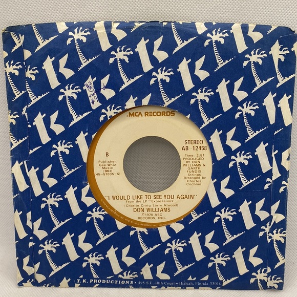 Don Williams: I Would Like To See You Again / Lay Down Beside Me Vinyl Record 7” - Picture 6 of 6